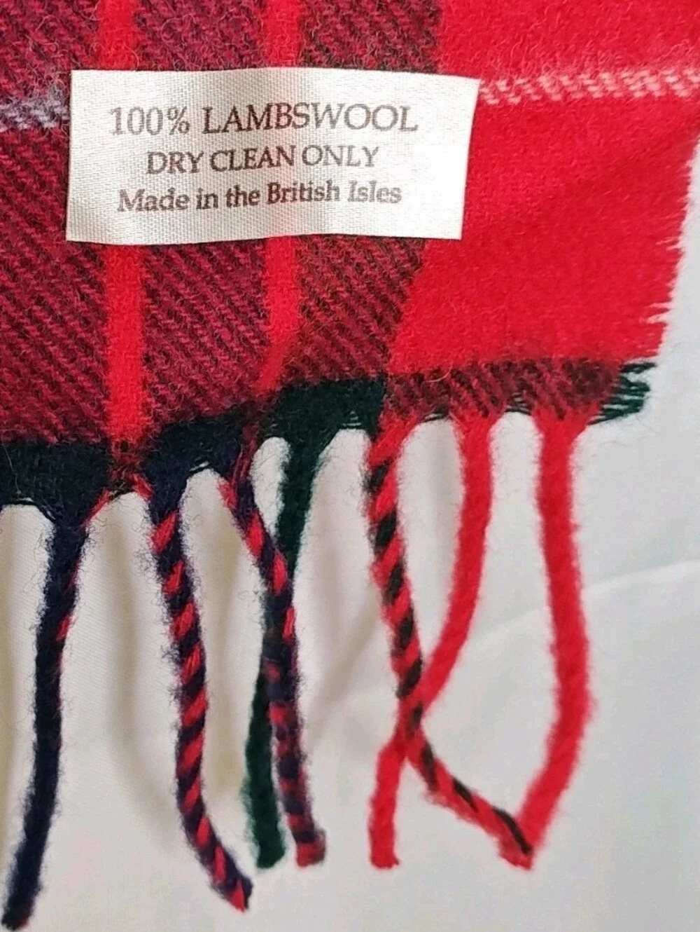 Vintage Lyle Scott Scotland Lamb's Wool Fringed Scarf Irish Tartan Plaid 12/50
